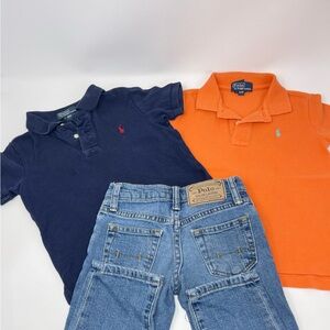 Polo by Ralph Lauren Boys Navy & Orange Polo Tops with Jeans